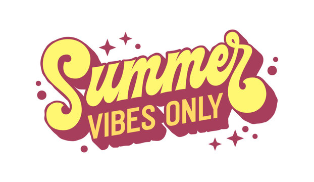 Summer vibes only, dynamic and playful typography echoing the carefree spirit of summer. Vibrant colors and lively typography design. Perfect for beach-themed merchandise, posters, and digital content