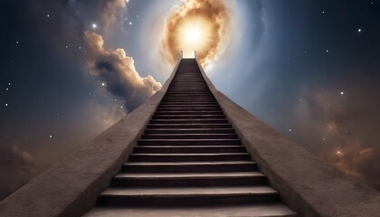 A celestial staircase ascending to the heavens upscaled 3