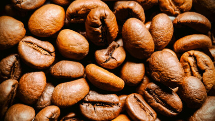 Close-up of instant coffee beans texture, ideal for food and beverage industry themes and...