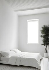 minimal room white color tone AI generative