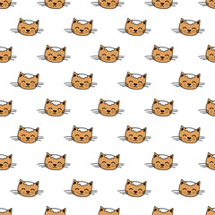 Obraz premium Seamless pattern with cat muzzle doodle for decorative print, wrapping paper, greeting cards, wallpaper and fabric