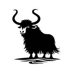 Himalayan Majesty: Yak Silhouette Vector - Ideal for Wilderness Designs and Nature Enthusiasts Worldwide- Minimalist YAK Illustration.