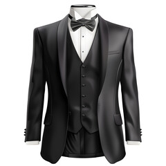 Black wedding man suit with bow tie  isolated on a white background