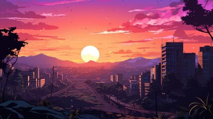 sunset in the mountains