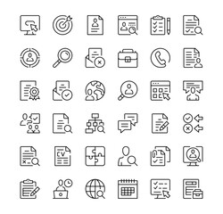 Job search icons set. Vector line icons. Black outline stroke symbols