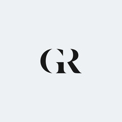 GR monogram logo stencil letters. G & R initials