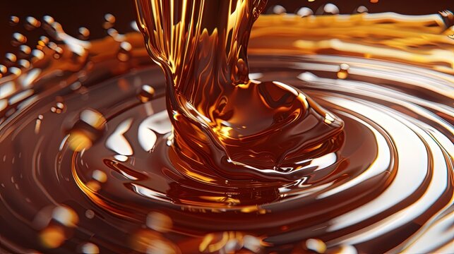 Golden honey drizzling into the glass, overflowing with sweetness against a dark backdrop, showcasing the syrupy consistency and rich amber tones.