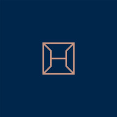  H initial logo inside square frame.e