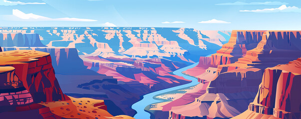 view of the south and north rim of the Grand Canyon from a helicopter illustration.