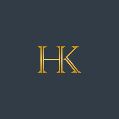  HK monogram fashion logo with gold color