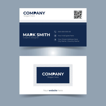 Abstract Modern business card design with professional look, blue and white ready to print design