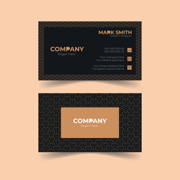 Double sided modern business card template with flat user interface, Luxury view with golden pattern, Vector illustration ready to print