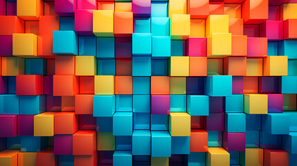 Abstract colorful 3D squares