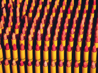 Cosmetics themed lipstick background pattern illustration, Generative AI