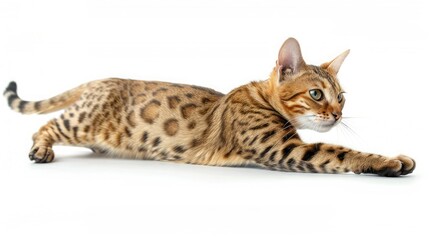 Naklejka premium A bengal cat is a domestic cat breed created by crossing the Asian leopard cat with a domestic cat.