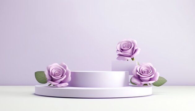 showcase product podium, random theme  Purple Roses