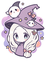 Fototapeta premium Little Witch and her friends.