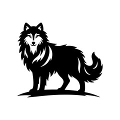 Silent Hunter: Vector Wolf Silhouette Capturing the Essence of the Night- Minimalist Wolf Vector- Wolf Illustration.