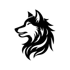 Obraz premium Silent Hunter: Vector Wolf Silhouette Capturing the Essence of the Night- Minimalist Wolf Vector- Wolf Illustration.