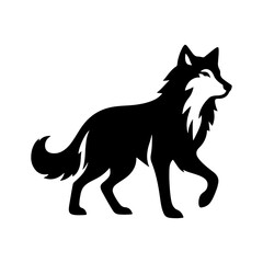 Silent Hunter: Vector Wolf Silhouette Capturing the Essence of the Night- Minimalist Wolf Vector- Wolf Illustration.