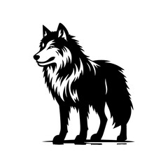 Silent Hunter: Vector Wolf Silhouette Capturing the Essence of the Night- Minimalist Wolf Vector- Wolf Illustration.