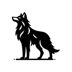 Silent Hunter: Vector Wolf Silhouette Capturing the Essence of the Night- Minimalist Wolf Vector- Wolf Illustration.