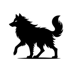 Silent Hunter: Vector Wolf Silhouette Capturing the Essence of the Night- Minimalist Wolf Vector- Wolf Illustration.