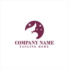 woman face beauty line logo design template flat vector