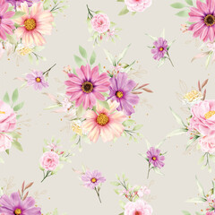floral summer and autumn seamless pattern illustration