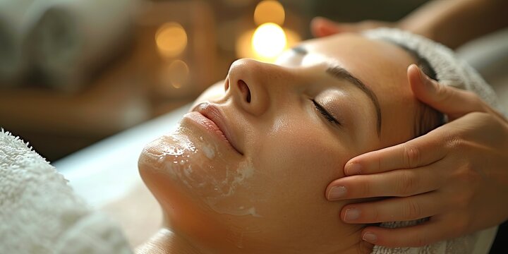 Relaxing facial treatment at a wellness spa