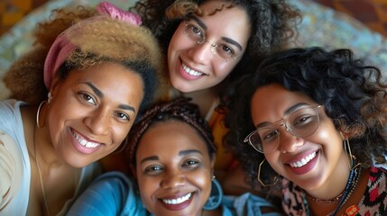 Fototapeta premium Selfie of American Woman Friends Group, Selfie, American woman, friends group