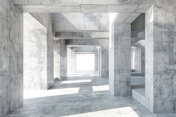 Fototapeta premium Abstract architecture background, empty concrete interior with light from window