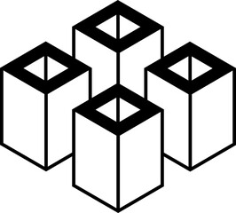 Abstract black and white geometric design element. Three dimensional shape.