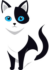 Illustration of a cat with blue eyes isolated on a white background