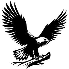 Silhouette of an eagle flapping its wings
