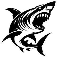 Silhouette of an angry shark