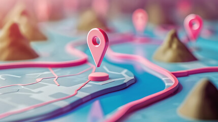 "3D rendering of the technology in GPS and map location, and its future in transportation."ort logistics, route path concept