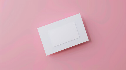 Blank white card mockup isolated on pink background