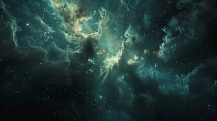 Fototapeta premium Blue glowing high-energy plasma lightning in space, computer generated abstract background, Abstract fractal patterns and shapes, Infinite universe, Stars of a planet and galaxy in a free space 