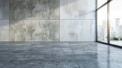 Concrete wall and floor as abstract background, empty grunge interior