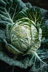 Fototapeta premium Cabbage head plant. Generative AI.
