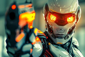 Fototapeta premium Explore the ethical dilemmas surrounding the development of autonomous weapons systems powered by artificial intelligence