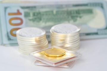 Closeup shot of coins - business concept