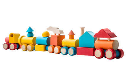 Colorful wooden toys isolated on transparent background