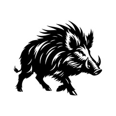 Wild Rush: Vector Wild Boar Silhouette Capturing the Spirit of Untamed Ferocity- Wild Boar Illustration- Minimalist Wild Boar Vector.