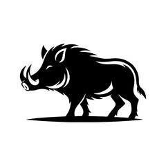 Wild Rush: Vector Wild Boar Silhouette Capturing the Spirit of Untamed Ferocity- Wild Boar Illustration- Minimalist Wild Boar Vector.