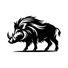 Wild Rush: Vector Wild Boar Silhouette Capturing the Spirit of Untamed Ferocity- Wild Boar Illustration- Minimalist Wild Boar Vector.