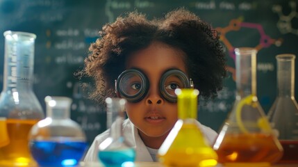 Curious Child in Science Lab