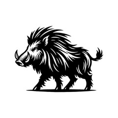 Wild Rush: Vector Wild Boar Silhouette Capturing the Spirit of Untamed Ferocity- Wild Boar Illustration- Minimalist Wild Boar Vector.