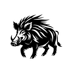 Wild Rush: Vector Wild Boar Silhouette Capturing the Spirit of Untamed Ferocity- Wild Boar Illustration- Minimalist Wild Boar Vector.